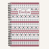 カスタムピンク柄モノグラム手帳 ノートブック (正面)