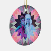 カスタムピンク灰色クリスマススター家族の写真ギフト セラミックオーナメント (右)