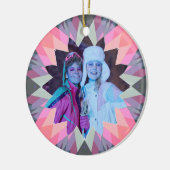 カスタムピンク灰色クリスマススター家族の写真ギフト セラミックオーナメント (左)