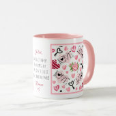 カスタムピンク牡丹ハートラブバレンタインデー マグカップ (正面右)