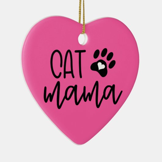 カスタムピンク猫ママ猫ママハート形 セラミックオーナメント (右)