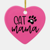 カスタムピンク猫ママ猫ママハート形 セラミックオーナメント
