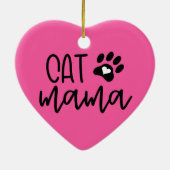 カスタムピンク猫ママ猫ママハート形 セラミックオーナメント (裏面)