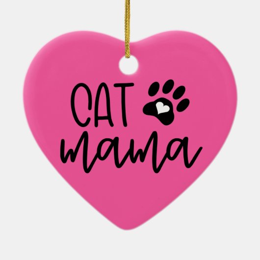 カスタムピンク猫ママ猫ママハート形 セラミックオーナメント