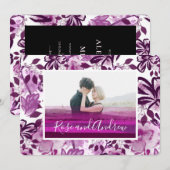 カスタムピンク花結婚柄 招待状 (正面/裏面)