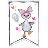 カスタムピンク間抜けガチョウ誕生日パーティフラグ バンティングフラッグ (第1の旗)