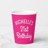 カスタムピンク21th誕生日紙パーティーカップ 紙コップ (裏面)