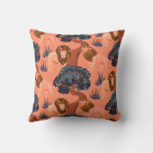 カスタムピンク、オレンジ、ネイビーサファリライオンパターン クッション (裏面)