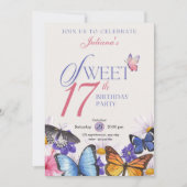 カスタムピンク&ラベンダー17番目の誕生日招待状 招待状 (正面)