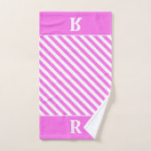 カスタムピンク/白ストライプ浴用タオル バスタオルセット (ハンドタオル)
