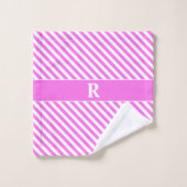 カスタムピンク/白ストライプ浴用タオル バスタオルセット (ウォッシュタオル)