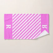 カスタムピンク/白ストライプ浴用タオル バスタオルセット (ハンドタオル)