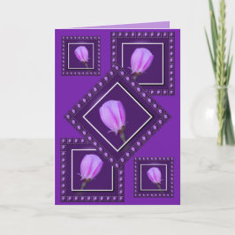 カスタムピンクn紫春花咲きグリーティングカード カード