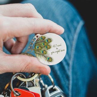 カスタムピーコックフェザーキーチェーン キーホルダー