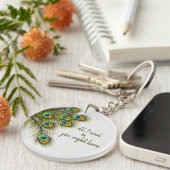 カスタムピーコックフェザーキーチェーン キーホルダー (正面右)