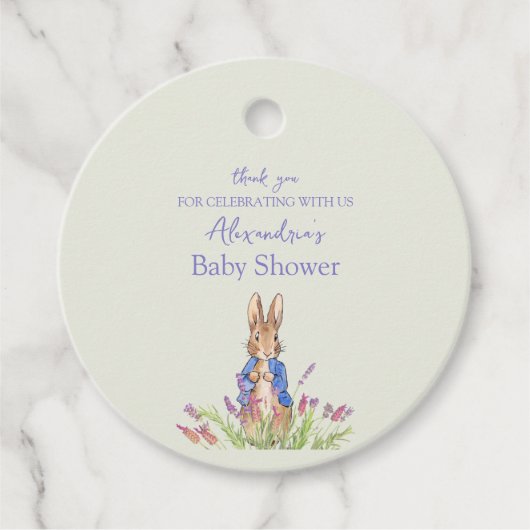 カスタムピーターうさぎ赤ちゃんシャワーありがとう フェイバータグ (正面)