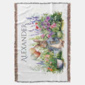 カスタムピーターうさぎ風船の庭 スローブランケット (正面縦)