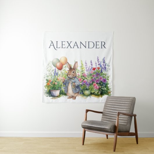 カスタムピーターうさぎ風船の庭 タペストリー (インサイチュ)