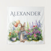 カスタムピーターうさぎ風船の庭 タペストリー (正面)