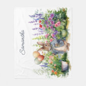 カスタムピーターうさぎ風船の庭 フリースブランケット (正面)