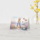 カスタムピーターザラビットハッピーバースデー カード (黄色い花)