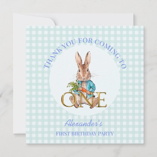 カスタムピーターザラビットファースト誕生日 サンキューカード (正面)