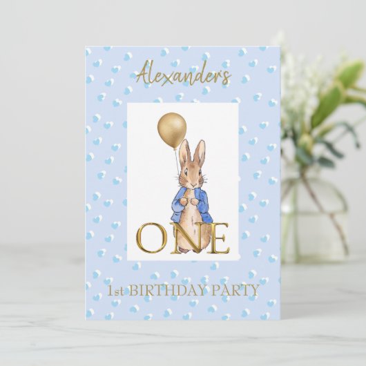 カスタムピーターザラビットファースト誕生日 招待状 (スタンド正面)