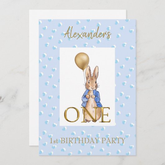 カスタムピーターザラビットファースト誕生日 招待状 (正面/裏面)