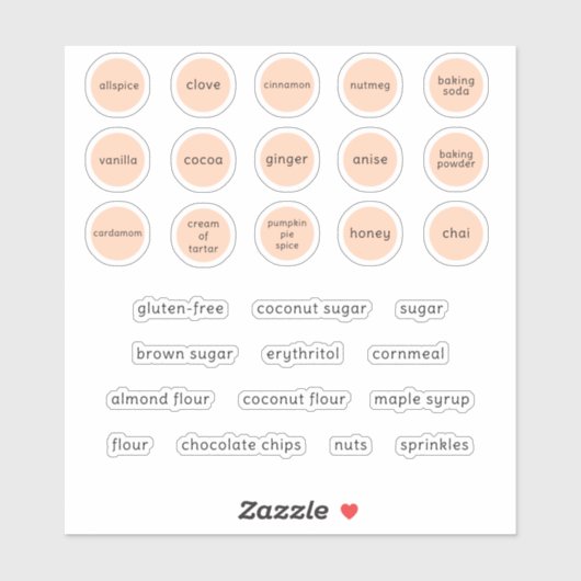 カスタムピーチとブラックおもしろいフォントベーキングラベル シール (シート)