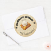 カスタムピーチコブラーラベル | ヴィンテージ パーソナライズされた ラウンドシール (封筒)