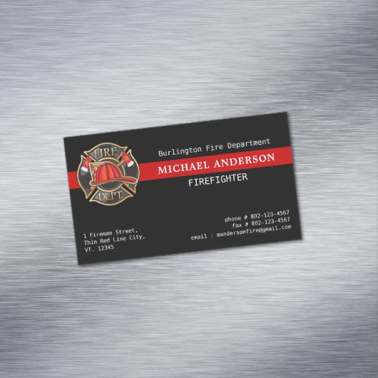 カスタムファイター赤線消防署のロゴ マグネット名刺 (インサイチュ)