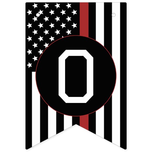 カスタムファイヤーファイター薄い赤線おめでとう バンティングフラッグ (第2の旗)