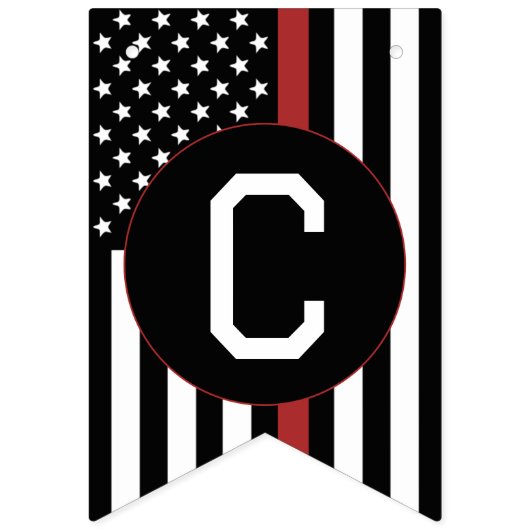 カスタムファイヤーファイター薄い赤線おめでとう バンティングフラッグ (第1の旗)