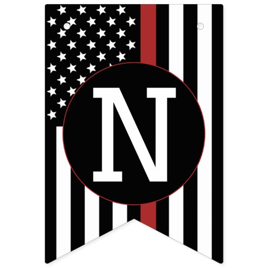 カスタムファイヤーファイター薄い赤線おめでとう バンティングフラッグ (第3の旗)