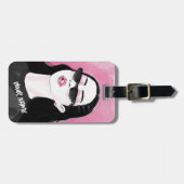 カスタムファッショナブル黒ピンクモダンガールグラフィック ラゲッジタグ (正面横)