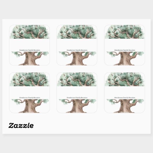 カスタムファミリツリーファミリ懇親会名タグ スクエアシール (シート)