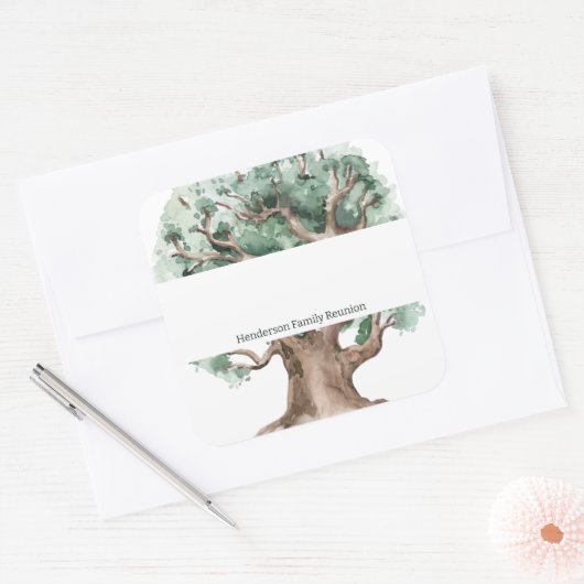 カスタムファミリツリーファミリ懇親会名タグ スクエアシール (封筒)