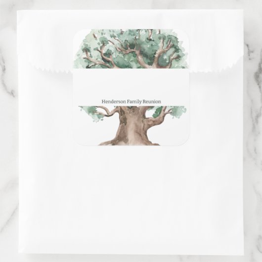 カスタムファミリツリーファミリ懇親会名タグ スクエアシール (バッグ)