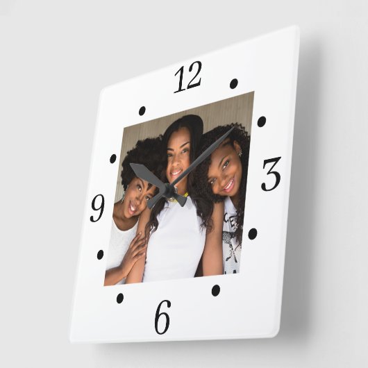 カスタムファミリフォトスクエアウォールクロック スクエア壁時計 (傾斜)