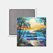 カスタムファミリーカンクンバケーションステンフェイクドグラス マグネット (正面/裏面)