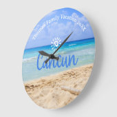 カスタムファミリーカンクンビーチバケーション ラージ壁時計 (傾斜)