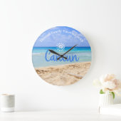 カスタムファミリーカンクンビーチバケーション ラージ壁時計 (ホーム)