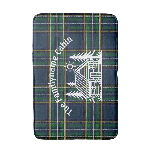 カスタムファミリーキャビンタータンチェックプレイドシャワー バスマット (正面縦)