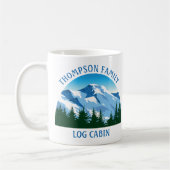 カスタムファミリーキャビンブルーマウンテンコロラドホーム コーヒーマグカップ (左)