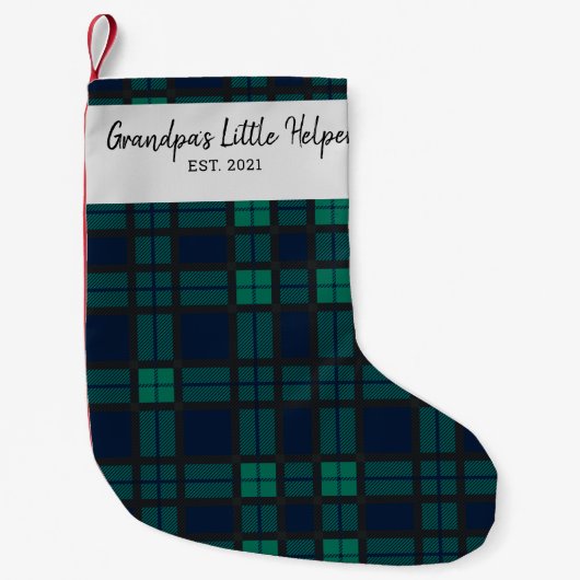カスタムファミリークラン黒番プレイドチェックタータンチェック スモールクリスマスストッキング (正面)