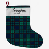カスタムファミリークラン黒番プレイドチェックタータンチェック ラージクリスマスストッキング (正面)