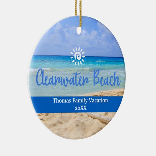 カスタムファミリークリアウォータービーチバケーションクリスマス セラミックオーナメント (右)