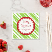 カスタムファミリークリスマスグリーンストライプシズナプキンス スタンダードカクテルナプキン (インサイチュ)