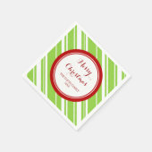 カスタムファミリークリスマスグリーンストライプシズナプキンス スタンダードカクテルナプキン (角)