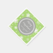 カスタムファミリークリスマスグリーンスノーフレークスナプキンス スタンダードカクテルナプキン (角)